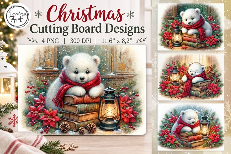 Cozy Christmas Cutting Board Designs / 4 PNG