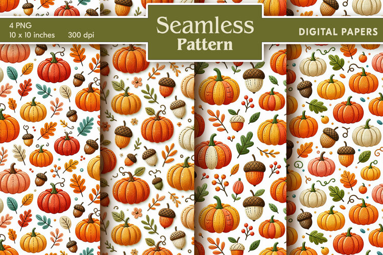 Thanksgiving digital papers. Autumn Seamless pattern example image 1