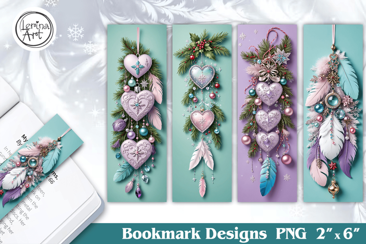 Christmas Feather Printable Bookmark 4 PNG
