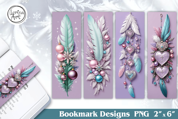 Christmas Feather Printable Bookmark 4 PNG