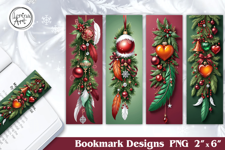 Christmas Feather Printable Bookmark 4 PNG