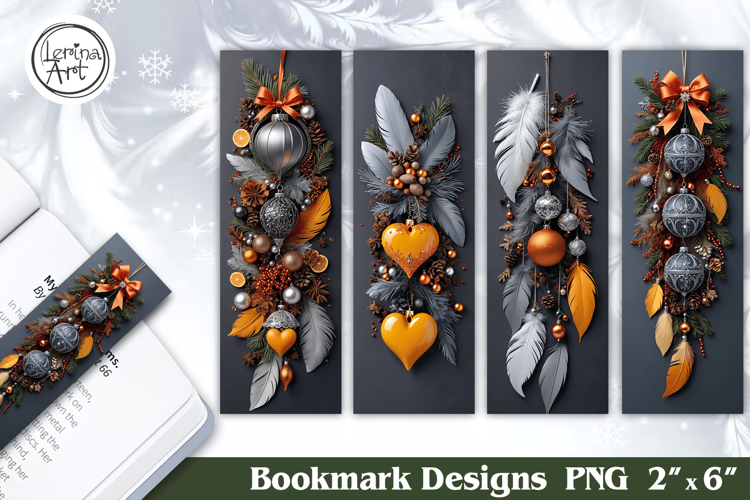 Christmas Feather Printable Bookmark 4 PNG