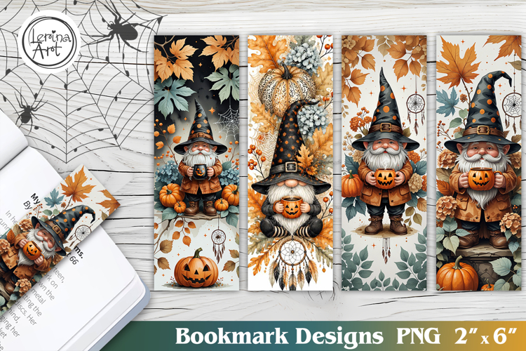 halloween / Cute Gnome / Printable Bookmark 4 PNG