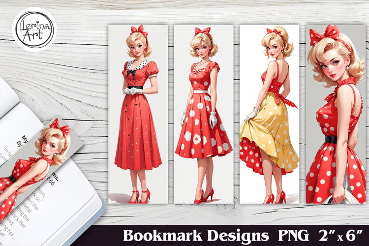 Vintage Girl. Vintage Printable Bookmark 4 PNG