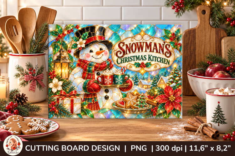 Christmas cutting board stained glass Cristmas Classic