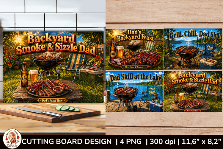 Father’s Day, Dad Cooking, PNG Cutting Board Sublimation