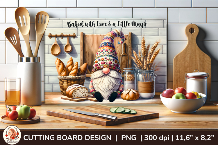 Cutting Board , Cute Gnome, Kitchen Sublimation