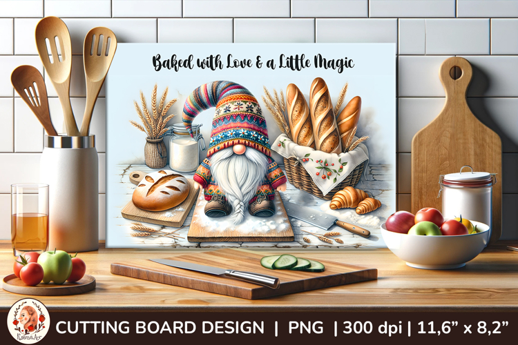 Cutting Board , Cute Gnome, Kitchen Sublimation
