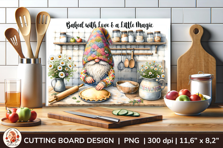 Cutting Board , Cute Gnome, Kitchen Sublimation