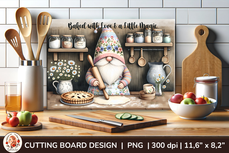 Cutting Board , Cute Gnome, Kitchen Sublimation