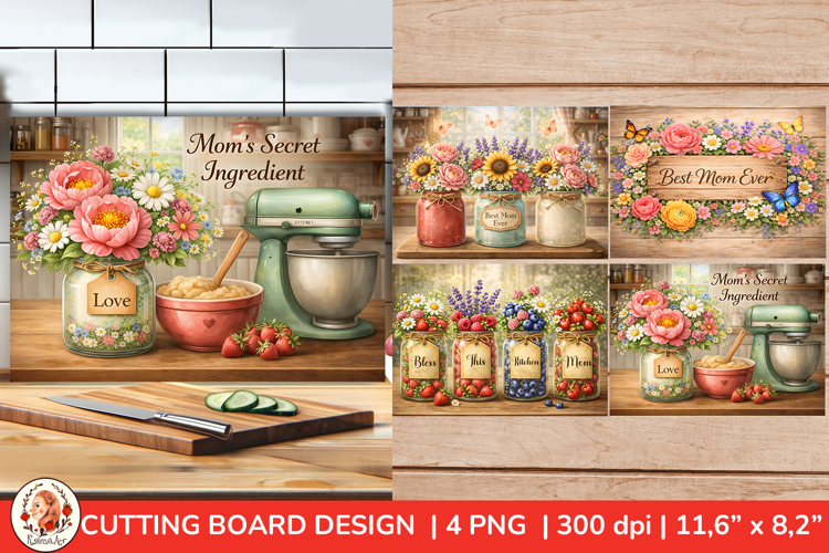Moms Secret Ingredient, Mothers day cutting board PNG