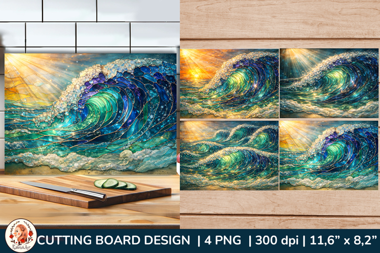 Ocean Wave Cutting Board Design.Coastal kitchen decor