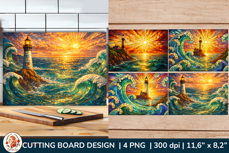 Lighthouse Ocean Sunset Cutting Board Sublimation