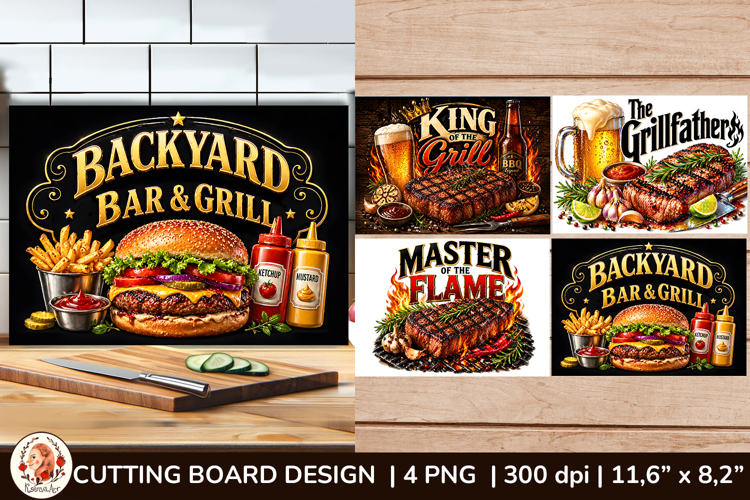Father’s Day BBQ PNG Cutting Board Sublimation