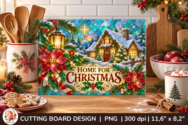 Christmas cutting board stained glass Cristmas Classic