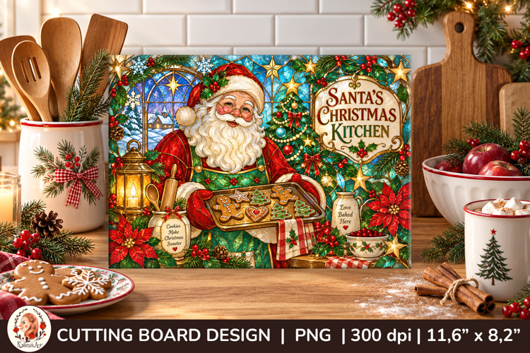 Christmas cutting board stained glass Cristmas Classic