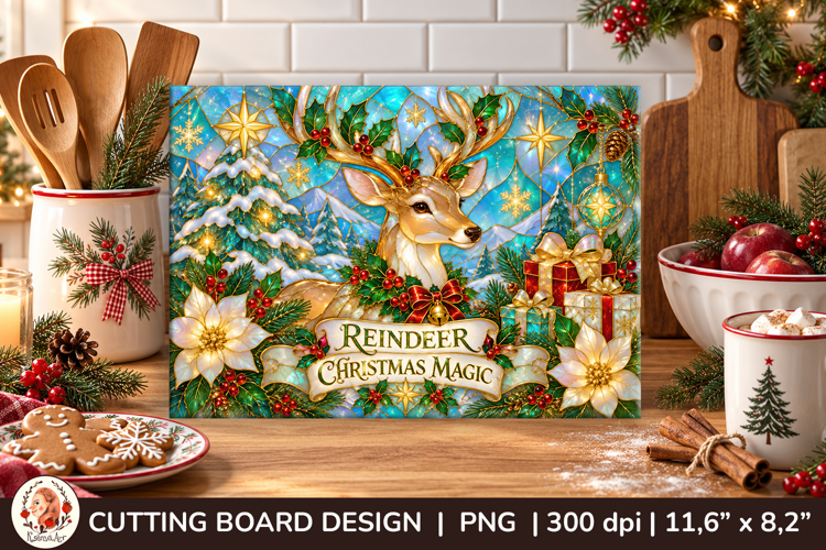 Christmas cutting board stained glass Cristmas Classic