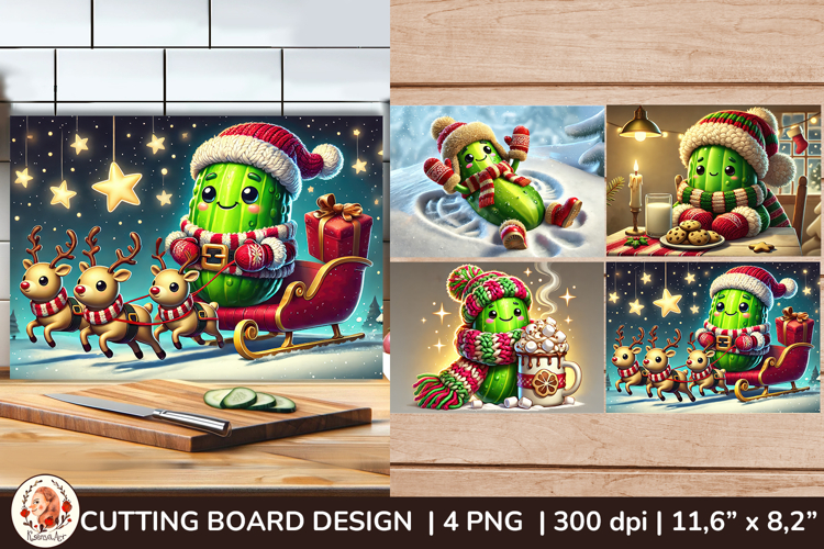 Christmas Cute Pickle Cutting Board Sublimation