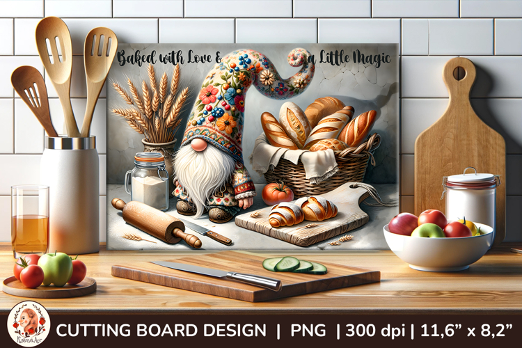 Cutting Board , Cute Gnome, Kitchen Sublimation