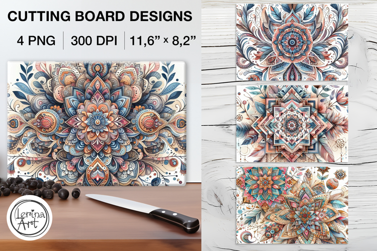 Boho Cutting Board Designs / 4 PNG
