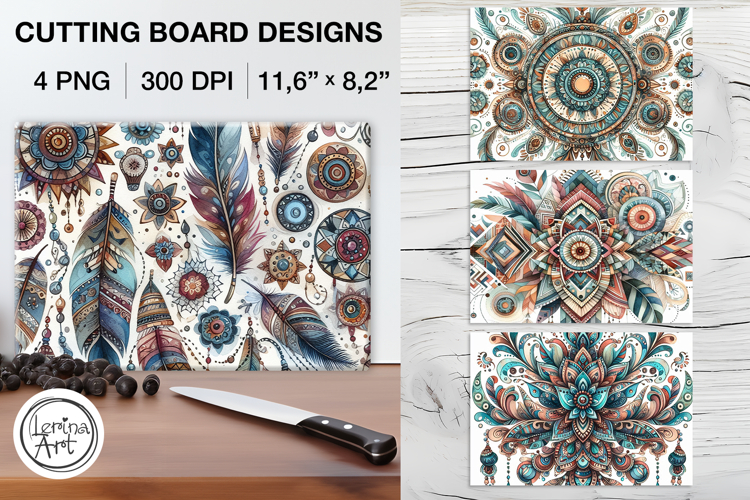 Boho Cutting Board Designs / 4 PNG