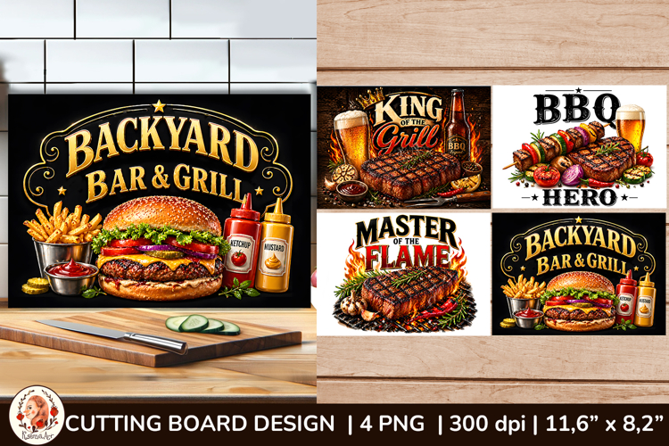 Father’s Day BBQ PNG Cutting Board Sublimation