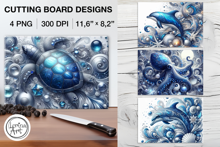 Ocean Cutting Board Designs / 4 PNG