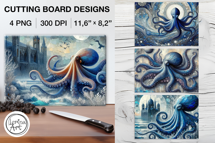 Ocean Cutting Board Designs / 4 PNG