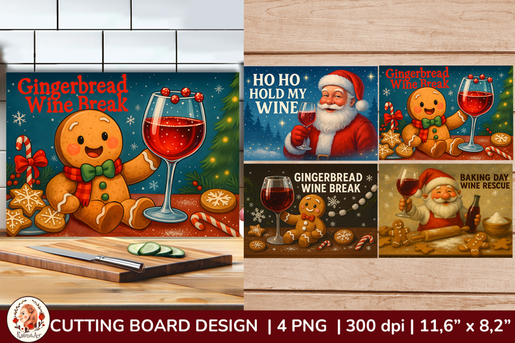 Christmas Cutting Board, Funny Wine designs