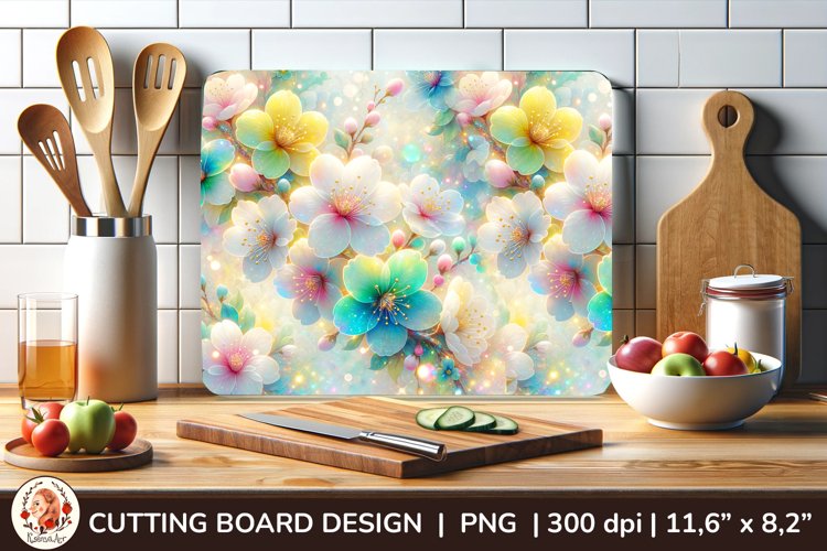 Cutting Board Spring, Flowers Cutting Board, 3D flowers