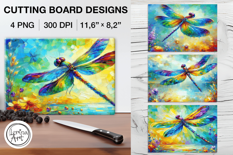 Dragonfly Cutting Board Designs / 4 PNG