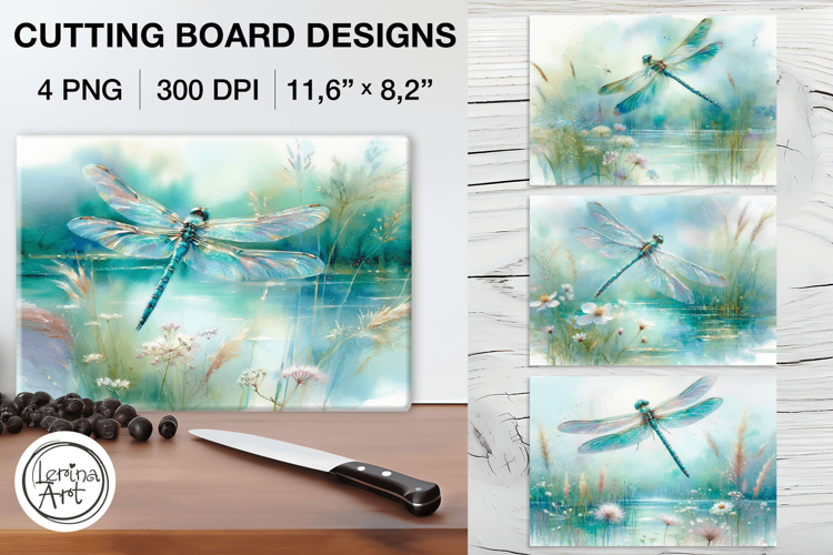 Dragonfly Cutting Board Designs / 4 PNG