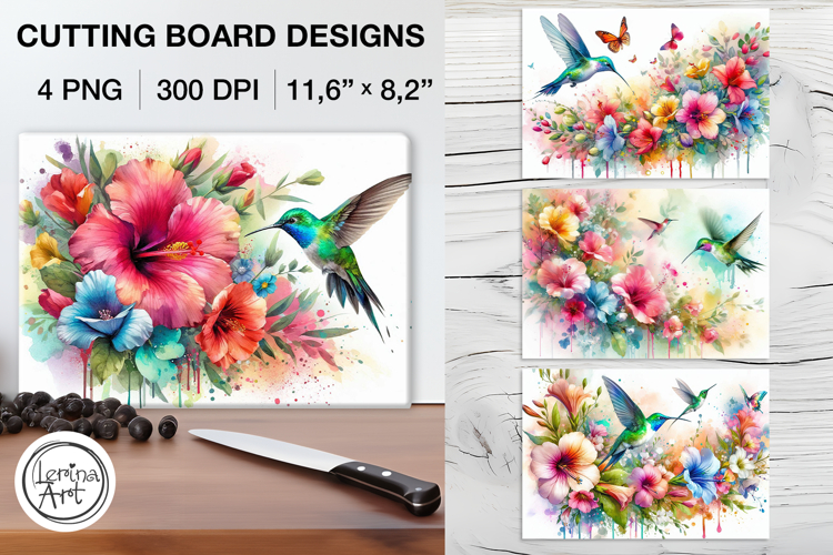 Hummingbirds Cutting Board Designs / 4 PNG