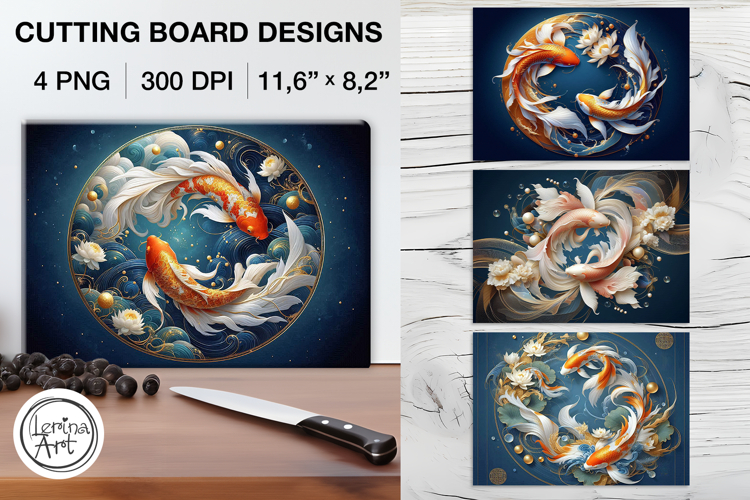 Koi Fish Cutting Board Designs / 4 PNG example image 1