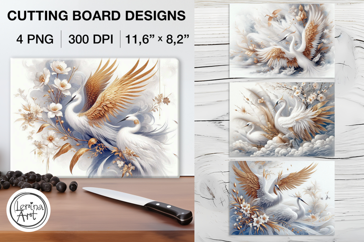 Crane Cutting Board Designs / 4 PNG