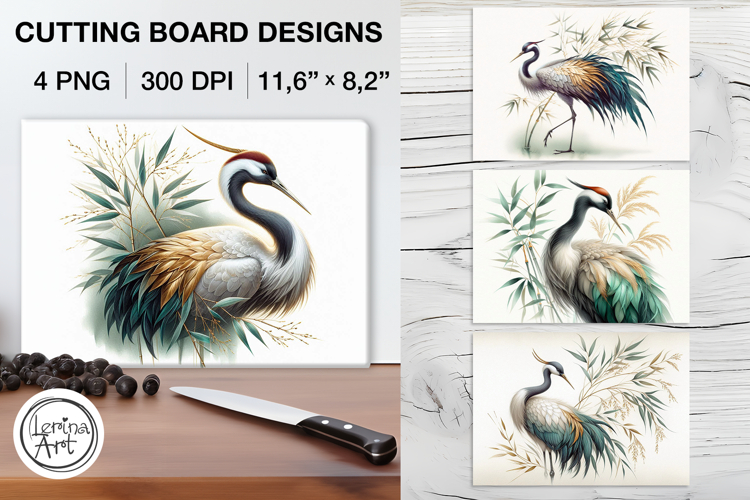 Crane Cutting Board Designs / 4 PNG example image 1