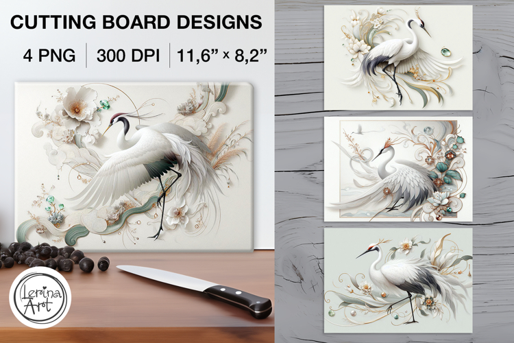 Crane Cutting Board Designs / 4 PNG