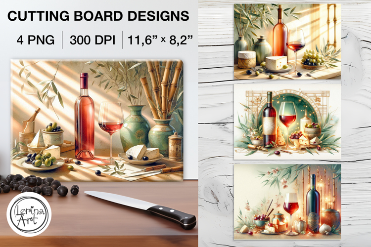 Summer Wine Cutting Board Designs / 4 PNG