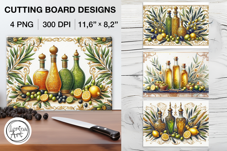 Summer Olives Cutting Board Designs / 4 PNG