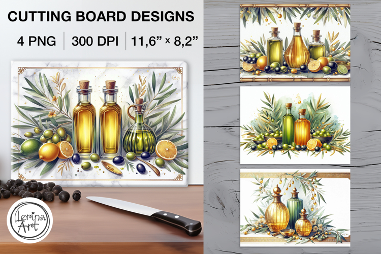 Summer Olives Cutting Board Designs / 4 PNG