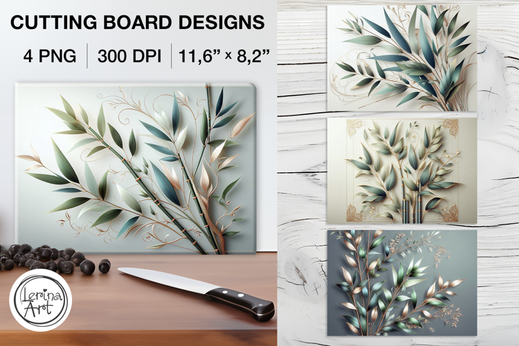 Bamboo Cutting Board Designs / 4 PNG