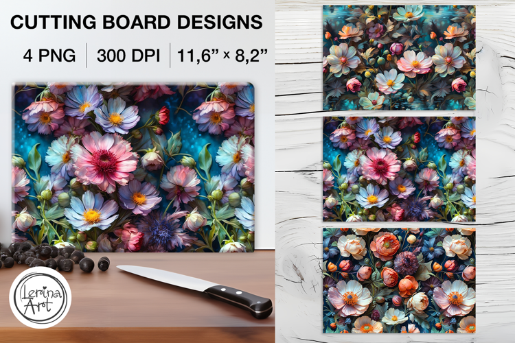 Wild Flowers Cutting Board Designs / 4 PNG