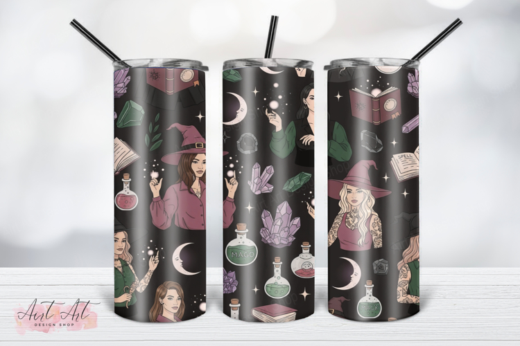 Modern Witch Tumbler Wrap PNG