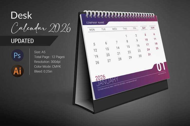 Desk Calendar 2026 example image 1