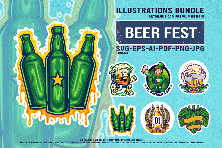 St Patrick’s Day Craft Beer Bottle Celebration Vector Bundle