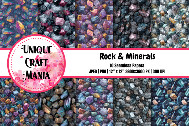 Rock & Minerals Seamless Pattern
