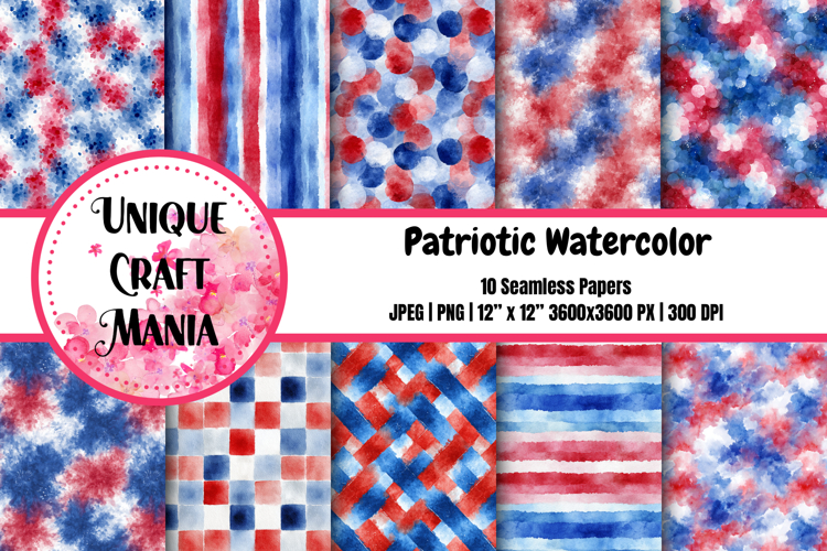 Patriotic Watercolor Seamless Pattern