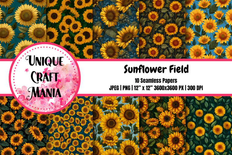 Sunflower Field Seamless Pattern