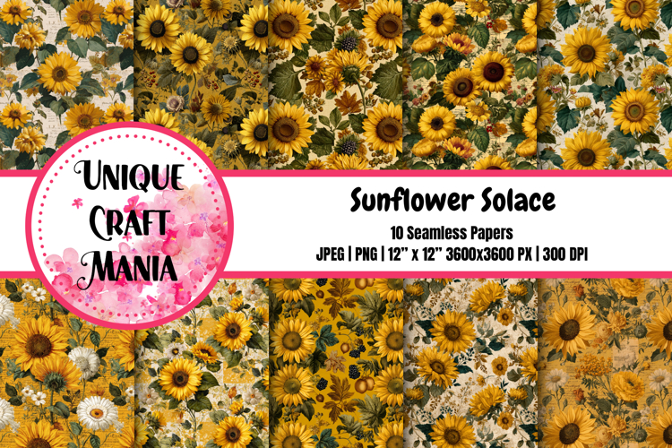 Sunflower Solace Seamless Pattern example image 1