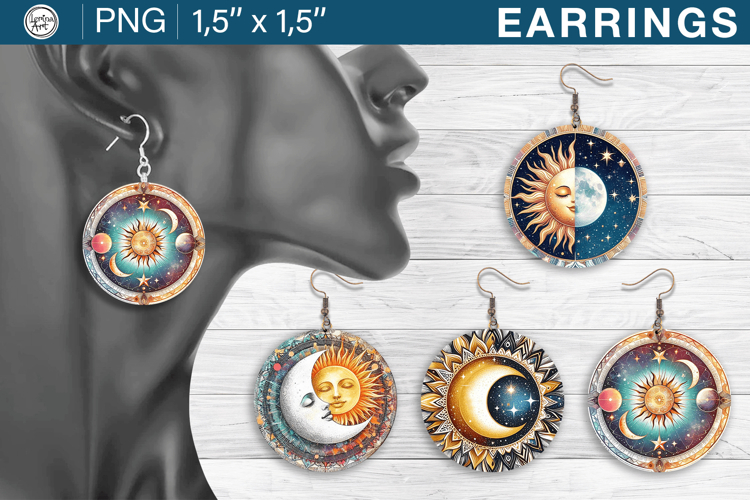 Day   Night earrings sublimation designs, 4 PNG